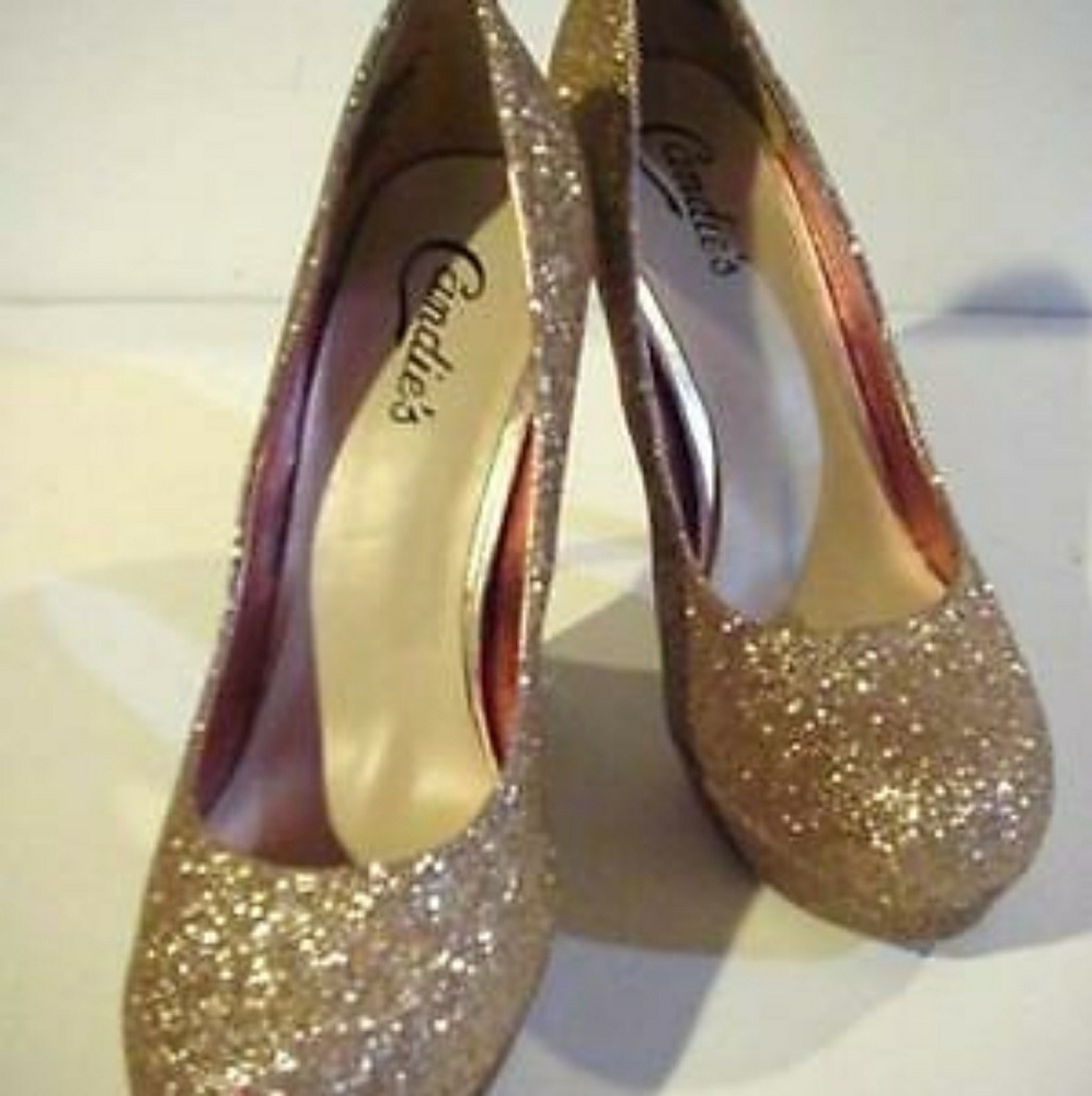 Candie's Gold Glitter Platform Pumps